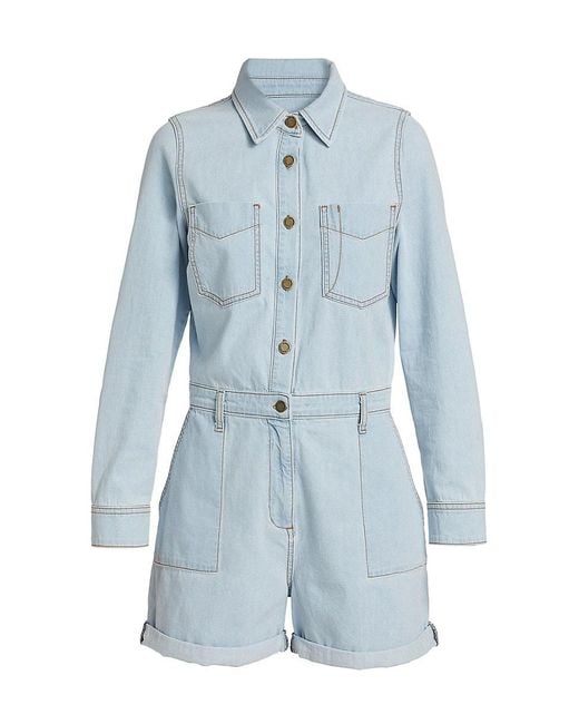 Ramy Brook Blue Lavinia Denim Romper