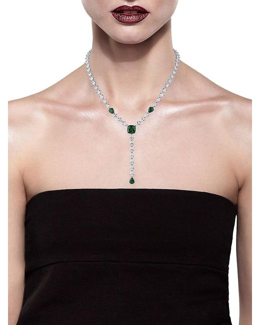 CZ by Kenneth Jay Lane Rhodium Plated Cubic Zirconia Lariat