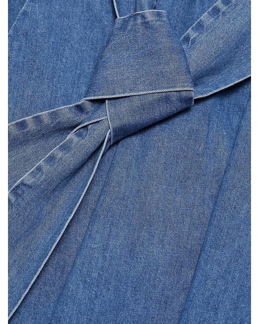 Alice + Olivia Blue Chassidy Chambray Halterneck Midi-Shirtdress