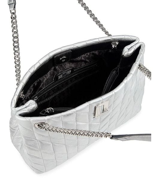 Karl Lagerfeld White Lafayette Quilted Leather Tote