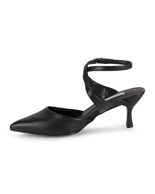 Saks Fifth Avenue Black Helene Pewter Crisscross Pumps