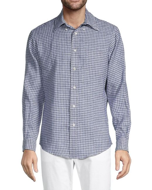 Brooks Brothers Regent-fit Linen Gingham Button-down Shirt in Navy ...