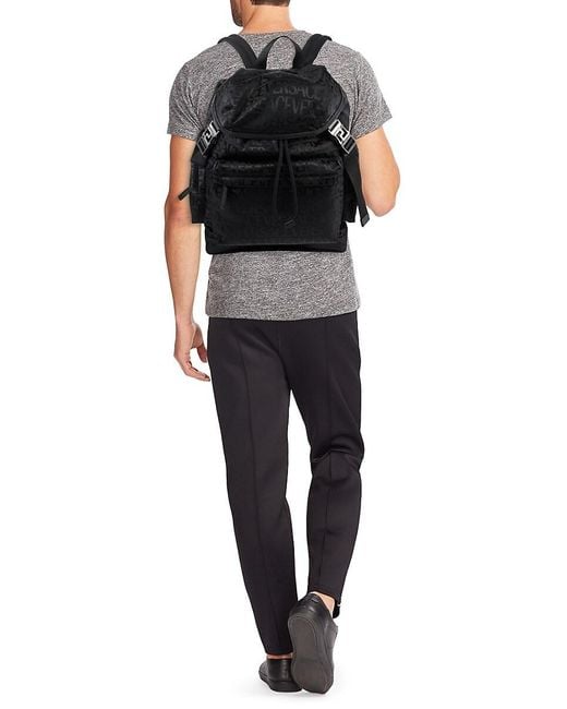 Versace Black Monogram Backpack for men
