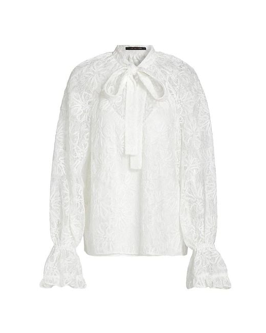 Kobi Halperin Black Posy Lace Tie-Neck Blouse