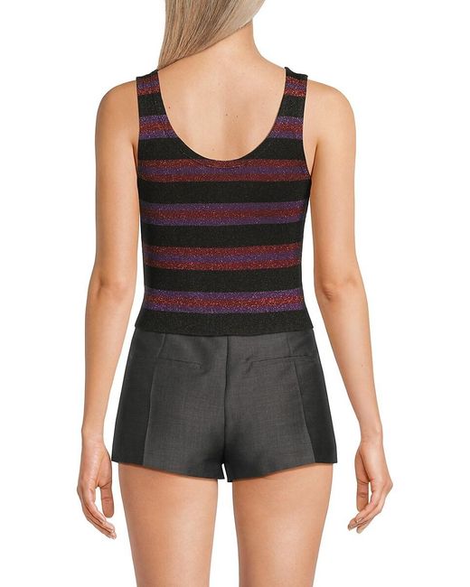 Valentino Black Logo Striped Metallic Tank