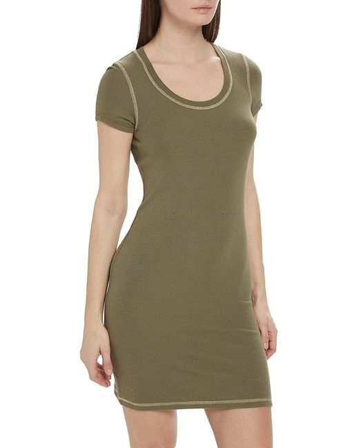 ATM Green Rib-Knit Body-Con Minidress