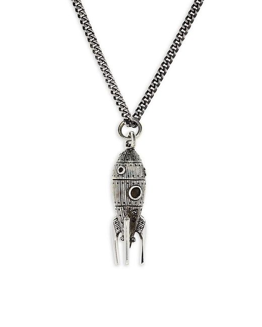 King Baby Studio Metallic Sterling Silver Rocket Pendant Necklace for men