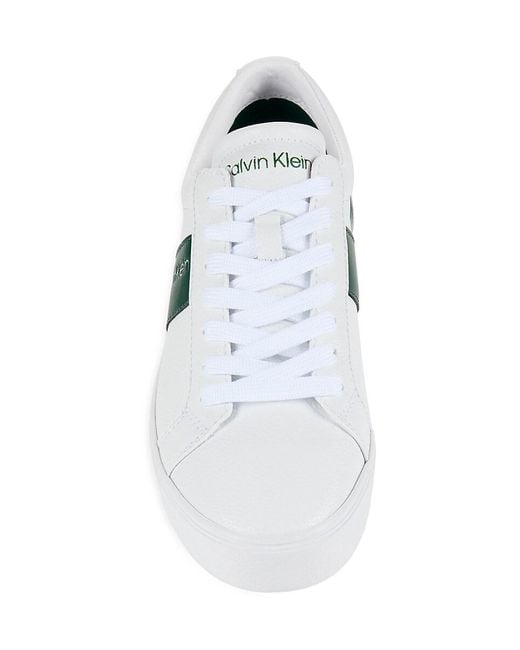 Calvin Klein Green Roydan Logo Faux Leather Sneakers for men