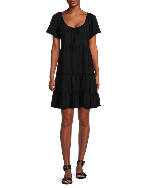 Bobeau Black Tiered Mini Dress