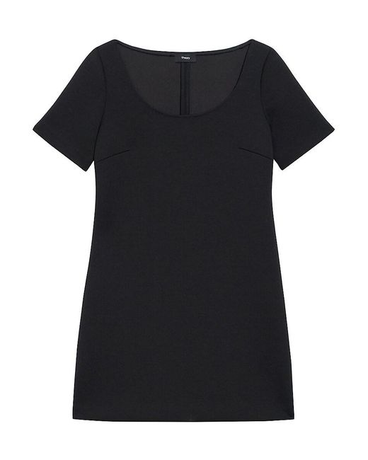 Theory Black Scuba A-Line Minidress