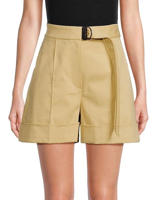 Brunello Cucinelli Yellow Flat Front Belted Shorts