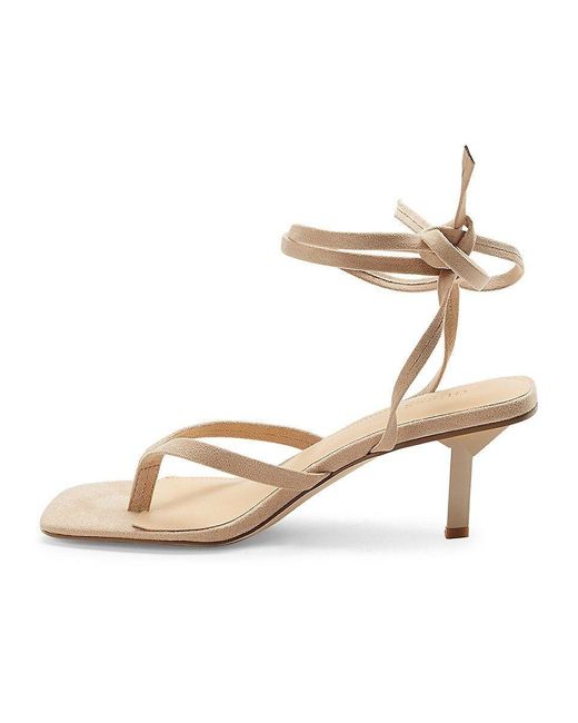 Guess Ankle Wrap Kitten Heel Sandals in Metallic | Lyst