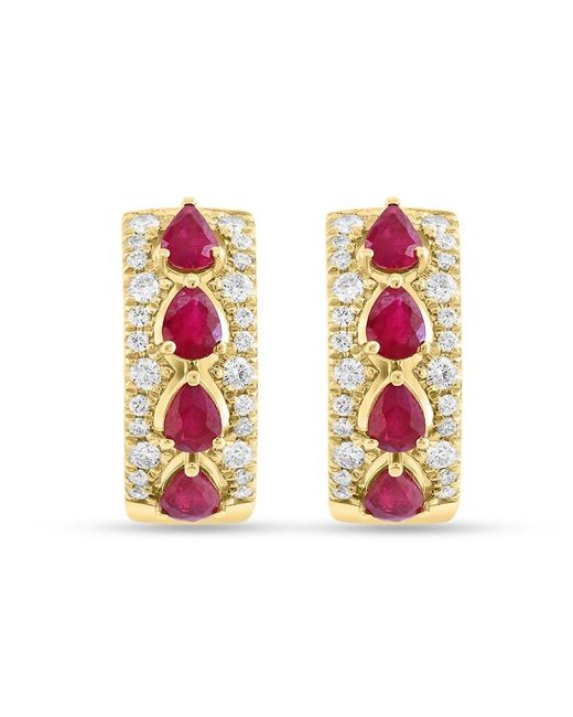 Effy Pink 14K, Ruby & 0.62 Tcw Diamond Huggie Earrings