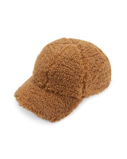 Apparis Rumi Faux Fur Baseball Cap in Camel (Brown) | Lyst