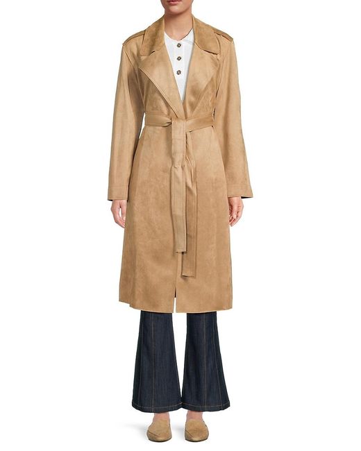 Tommy Hilfiger Natural Belted Suede Trench Coat