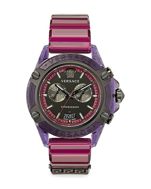 Versace Pink Icon Active 44Mm Stainless Steel & Silicon Strap Watch for men
