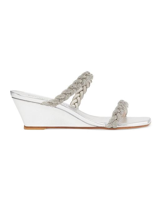 Stuart Weitzman White Highshine 50Mm Wedge Sandals