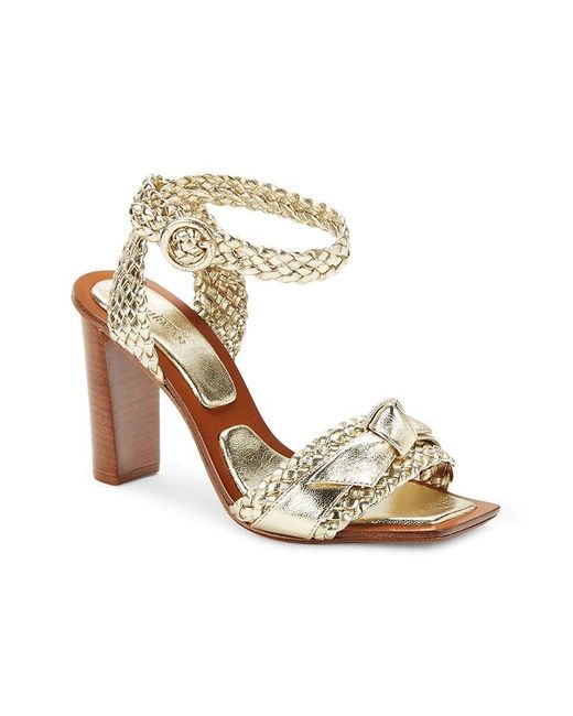 Alexandre Birman Clarita Leather Block Heel Sandals in Metallic | Lyst