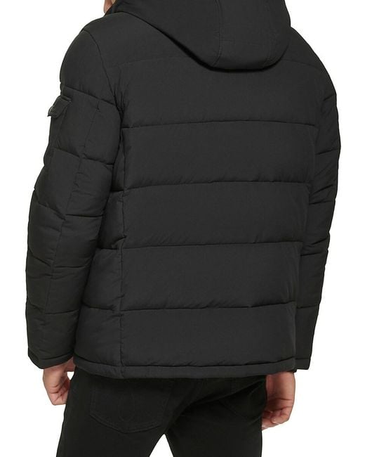 Calvin Klein Black Polar Hooded Puffer Bib Jacket for men
