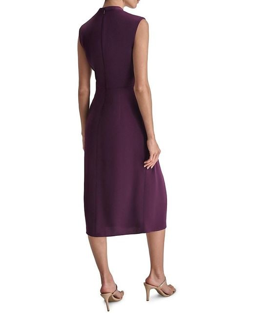 DKNY Purple Draped Midi-Dress