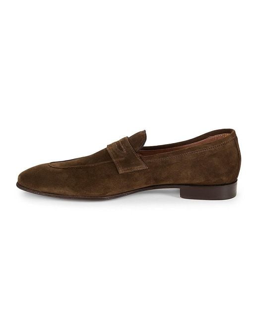 Saks Fifth Avenue Brown Suede Penny Loafers for men