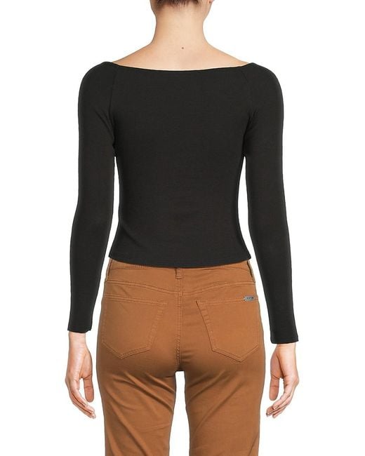 Joe's Jeans Black Solid Boat Neck Top