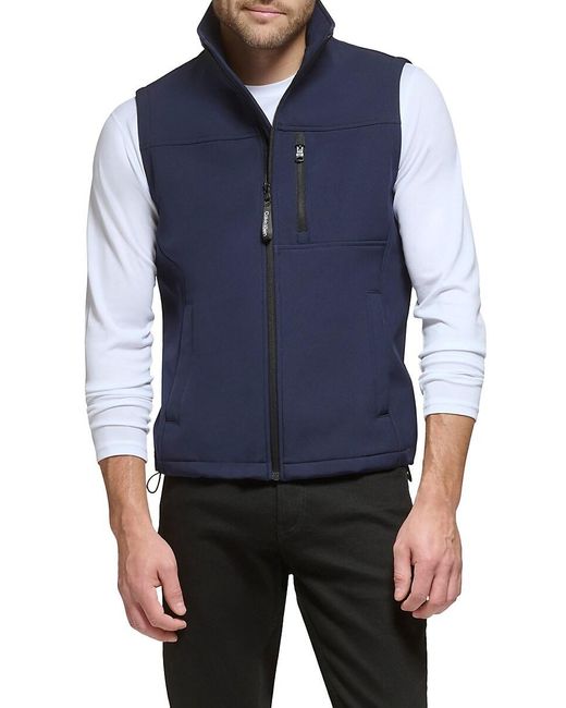 Calvin Klein Blue Mockneck Zip Up Vest for men