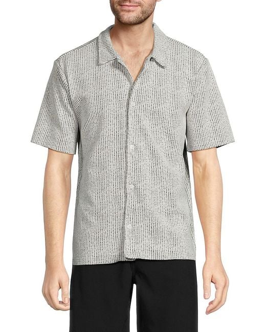 FLEECE FACTORY Gray Textured Short Sleeve Shirt for men