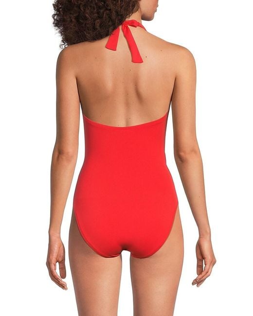 Bleu Rod Beattie Red Mio Draped One Piece Swimsuit