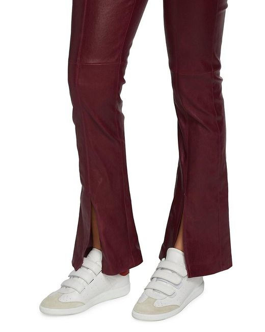 Twp Red Skinny Love Leather Slit Front Pants