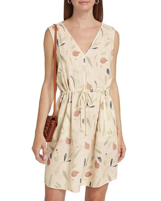 Splendid Natural Botanical Linen-Blend Drawstring Minidress