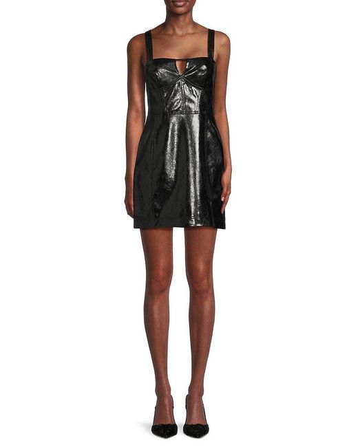 Jonathan Simkhai Abra Vegan Leather Mini Dress in Black