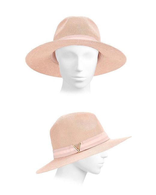 Vince Camuto Pink Textured Paper Panama Hat