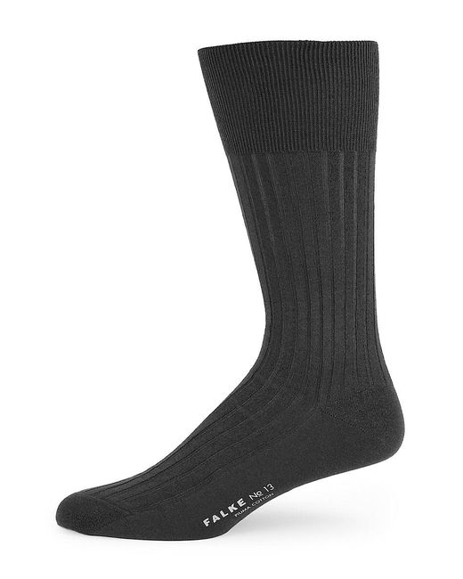 Falke Black Ribbed Logo Socks for men