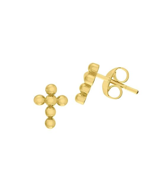 Saks Fifth Avenue Metallic 14k Yellow Gold Beaded Cross Stud Earrings