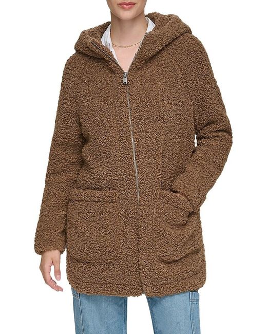 Andrew Marc Brown Seneca Faux Fur Teddy Coat