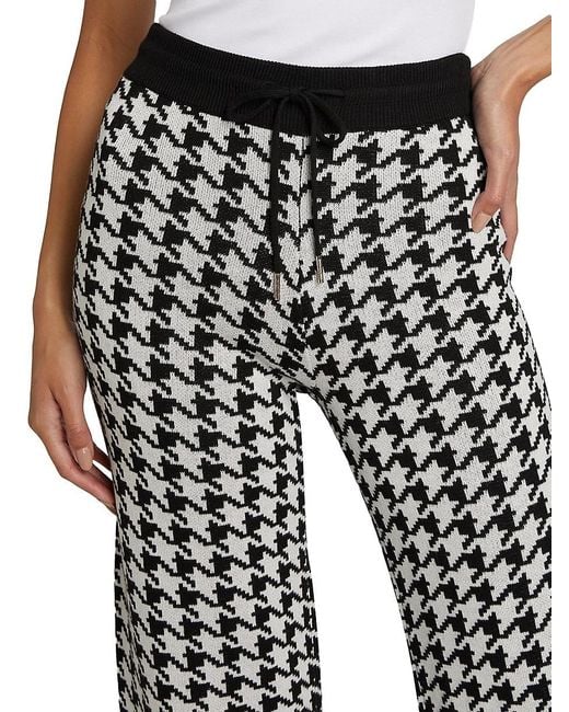Saks Fifth Avenue Natural Houndstooth High-Rise Straight-Leg Pants