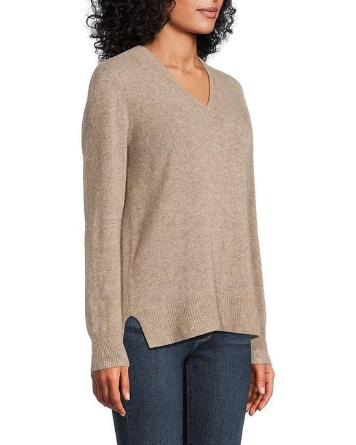 Saks Fifth Avenue Black High-Low Hem 100% Cashmere Sweater