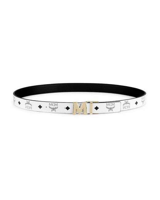 Mcm belt white and gold sale