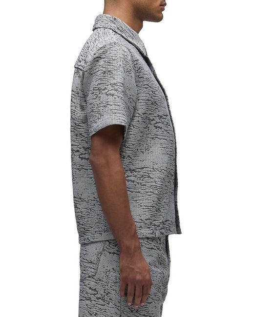 Hudson Gray Cotton Jacquard Crop Button-Front Shirt for men