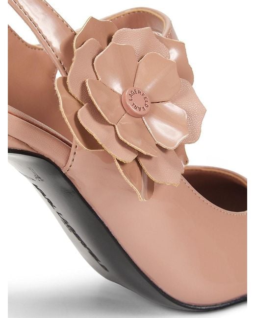 Karl Lagerfeld Purple 90Mm Floral Appliqué Glossy Pumps