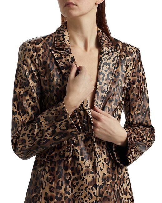 Cinq À Sept Brown Cheyenne Leopard Faux-Leather Blazer