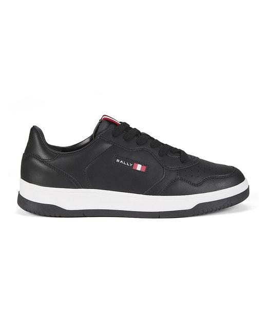 Bally Black Logo Leather Low-Top Sneakers for men