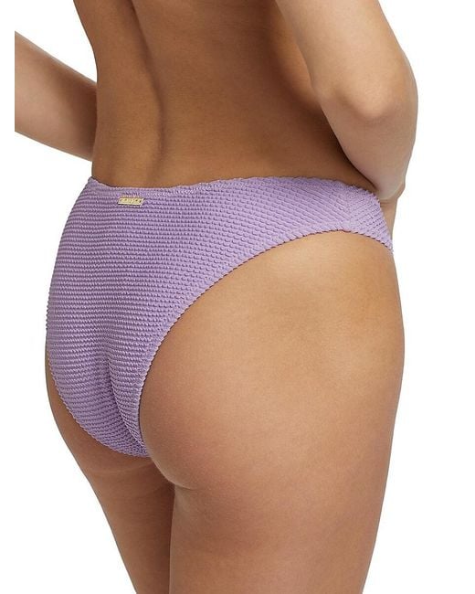MILLY Purple Margot Textured Bikini Bottom