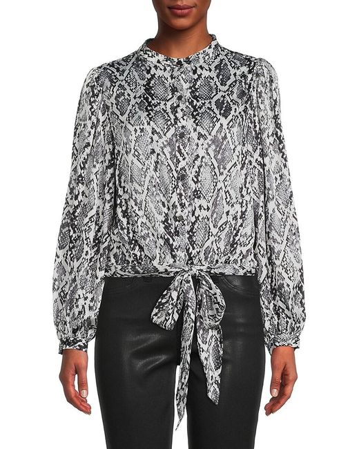 Donna Karan Python Print Blouse in Grey | Lyst UK
