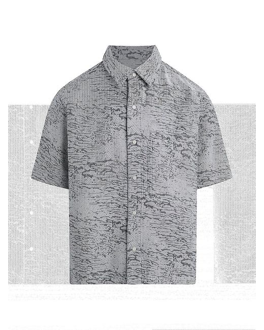 Hudson Gray Cotton Jacquard Crop Button-Front Shirt for men