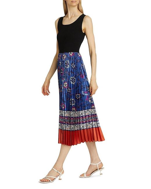 Tahari Blue The Mave Pieced Midi-dress