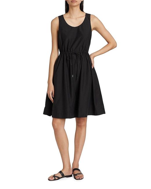 Theory Black Drawstring Cotton-blend T-shirt Minidress