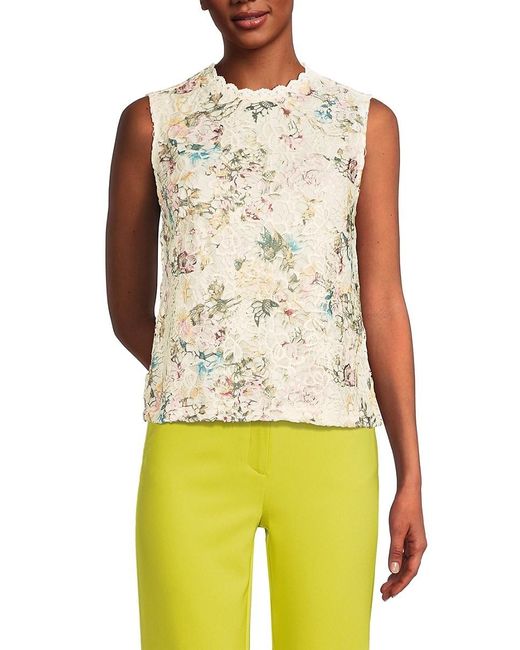 Nanette Lepore Yellow Floral Lace Top