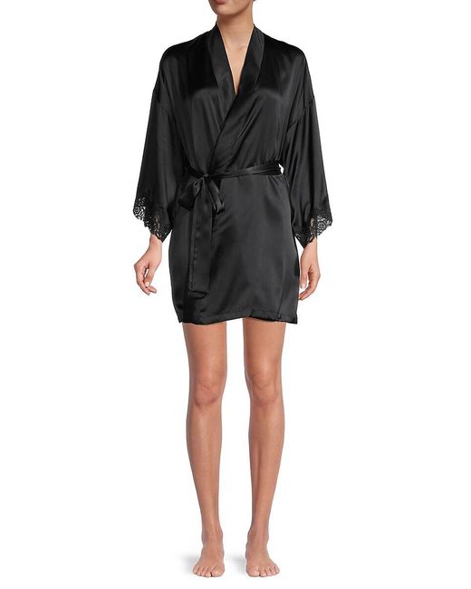 Hanky Panky Monique Lhuillier X Jolie Tie-front Silk Robe in Black | Lyst